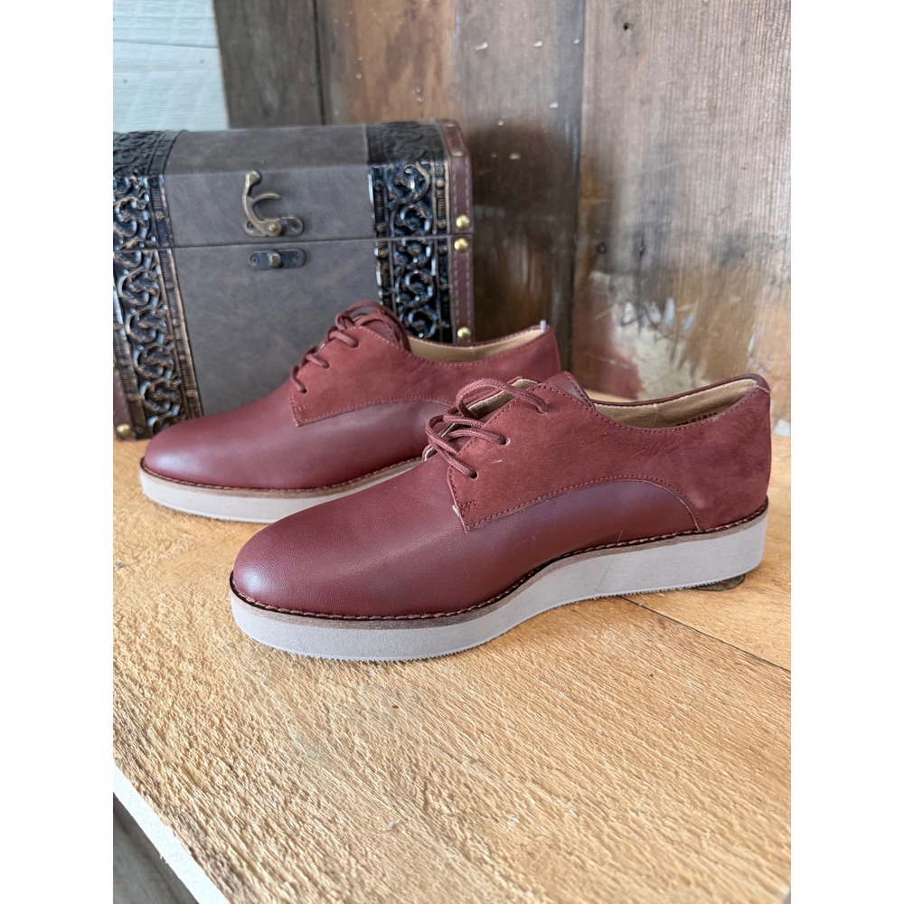 SoftWalk Burgundy Leather Oxford Shoes Womens 7.5 Wide Comfort Walking Lace Up